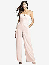 Front View Thumbnail - Blush Strapless Notch Crepe Jumpsuit with Pockets