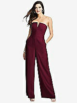 Front View Thumbnail - Cabernet Strapless Notch Crepe Jumpsuit with Pockets