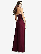 Rear View Thumbnail - Cabernet Strapless Notch Crepe Jumpsuit with Pockets