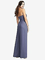 Rear View Thumbnail - French Blue Strapless Notch Crepe Jumpsuit with Pockets
