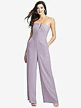 Front View Thumbnail - Lilac Haze Strapless Notch Crepe Jumpsuit with Pockets