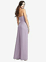 Rear View Thumbnail - Lilac Haze Strapless Notch Crepe Jumpsuit with Pockets