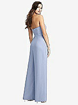 Rear View Thumbnail - Sky Blue Strapless Notch Crepe Jumpsuit with Pockets