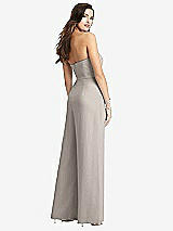 Rear View Thumbnail - Taupe Strapless Notch Crepe Jumpsuit with Pockets