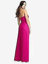 Rear View Thumbnail - Think Pink Strapless Notch Crepe Jumpsuit with Pockets