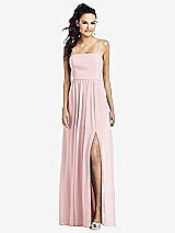 Front View Thumbnail - Ballet Pink Slim Spaghetti Strap Chiffon Dress with Front Slit 