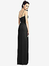 Rear View Thumbnail - Black Slim Spaghetti Strap Chiffon Dress with Front Slit 