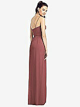 Rear View Thumbnail - English Rose Slim Spaghetti Strap Chiffon Dress with Front Slit 