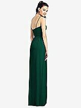 Rear View Thumbnail - Hunter Green Slim Spaghetti Strap Chiffon Dress with Front Slit 