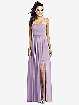 Front View Thumbnail - Pale Purple Slim Spaghetti Strap Chiffon Dress with Front Slit 