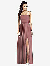 Front View Thumbnail - Rosewood Slim Spaghetti Strap Chiffon Dress with Front Slit 