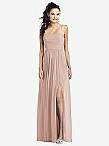 Front View Thumbnail - Toasted Sugar Slim Spaghetti Strap Chiffon Dress with Front Slit 