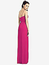 Rear View Thumbnail - Think Pink Slim Spaghetti Strap Chiffon Dress with Front Slit 