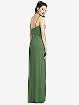 Rear View Thumbnail - Vineyard Green Slim Spaghetti Strap Chiffon Dress with Front Slit 