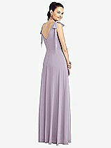 Rear View Thumbnail - Lilac Haze Bow-Shoulder V-Back Chiffon Gown with Front Slit