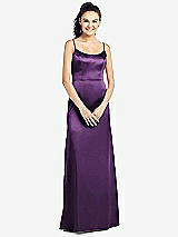 Front View Thumbnail - African Violet Slim Spaghetti Strap V-Back Trumpet Gown