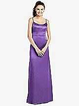 Front View Thumbnail - Pansy Slim Spaghetti Strap V-Back Trumpet Gown
