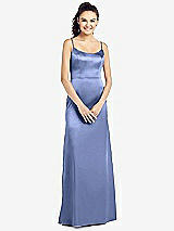 Front View Thumbnail - Periwinkle - PANTONE Serenity Slim Spaghetti Strap V-Back Trumpet Gown