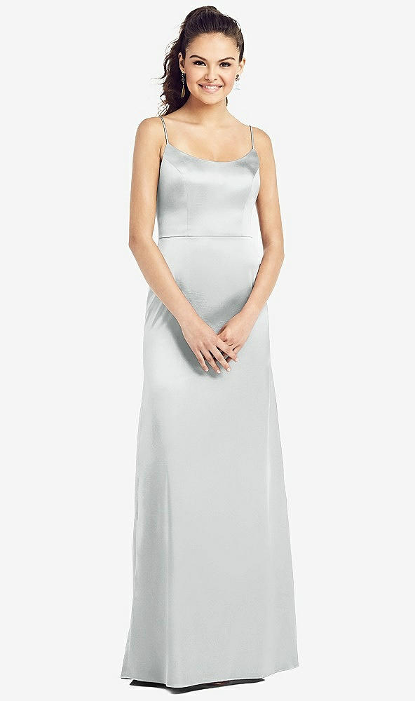 Front View - Sterling Slim Spaghetti Strap V-Back Trumpet Gown