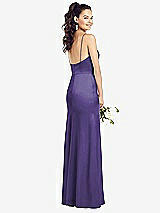 Rear View Thumbnail - Regalia - PANTONE Ultra Violet Slim Spaghetti Strap Wrap Bodice Trumpet Gown