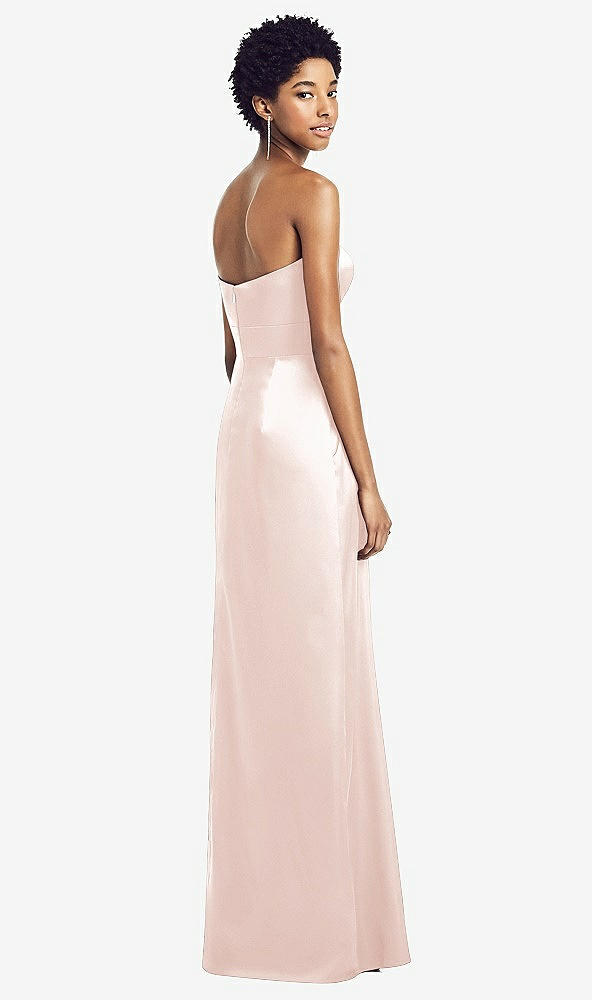 Back View - Blush Sweetheart Strapless Pleated Skirt Dress with Pockets