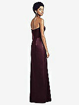 Rear View Thumbnail - Bordeaux Sweetheart Strapless Pleated Skirt Dress with Pockets