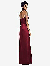 Rear View Thumbnail - Burgundy Sweetheart Strapless Pleated Skirt Dress with Pockets