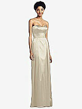 Front View Thumbnail - Champagne Sweetheart Strapless Pleated Skirt Dress with Pockets
