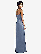 Rear View Thumbnail - Larkspur Blue Sweetheart Strapless Pleated Skirt Dress with Pockets