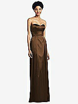 Front View Thumbnail - Latte Sweetheart Strapless Pleated Skirt Dress with Pockets