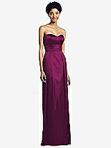 Front View Thumbnail - Merlot Sweetheart Strapless Pleated Skirt Dress with Pockets