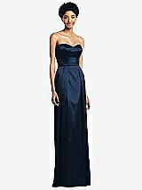 Front View Thumbnail - Midnight Navy Sweetheart Strapless Pleated Skirt Dress with Pockets