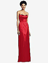 Front View Thumbnail - Parisian Red Sweetheart Strapless Pleated Skirt Dress with Pockets
