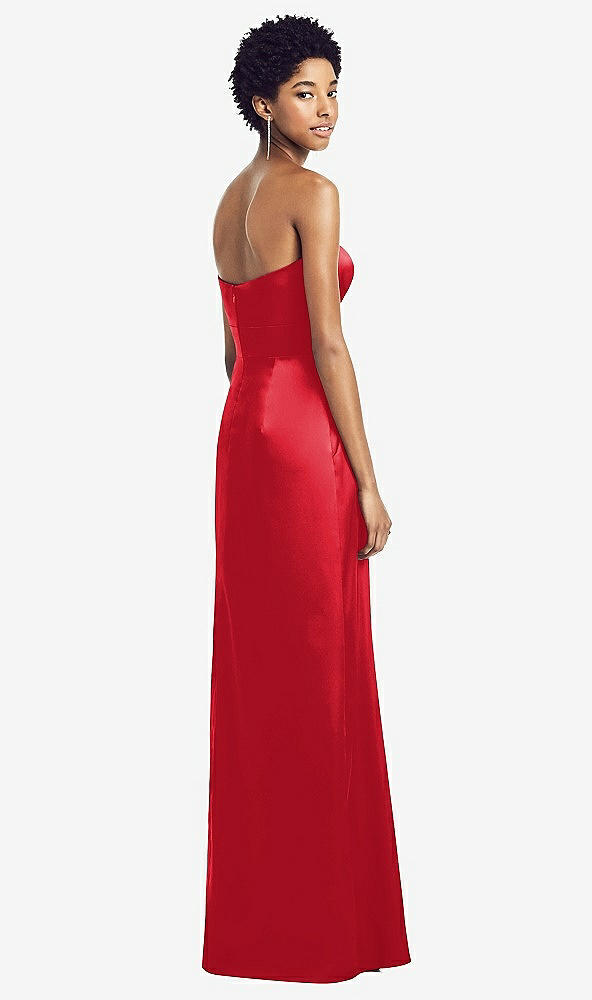 Back View - Parisian Red Sweetheart Strapless Pleated Skirt Dress with Pockets