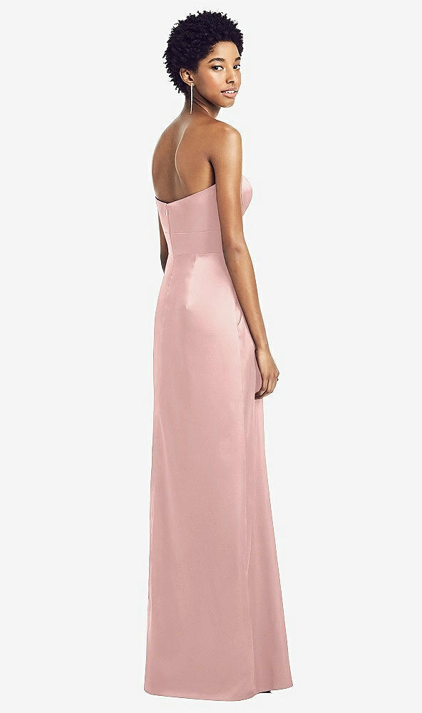 Back View - Rose - PANTONE Rose Quartz Sweetheart Strapless Pleated Skirt Dress with Pockets
