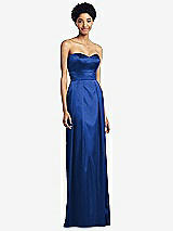 Front View Thumbnail - Sapphire Sweetheart Strapless Pleated Skirt Dress with Pockets