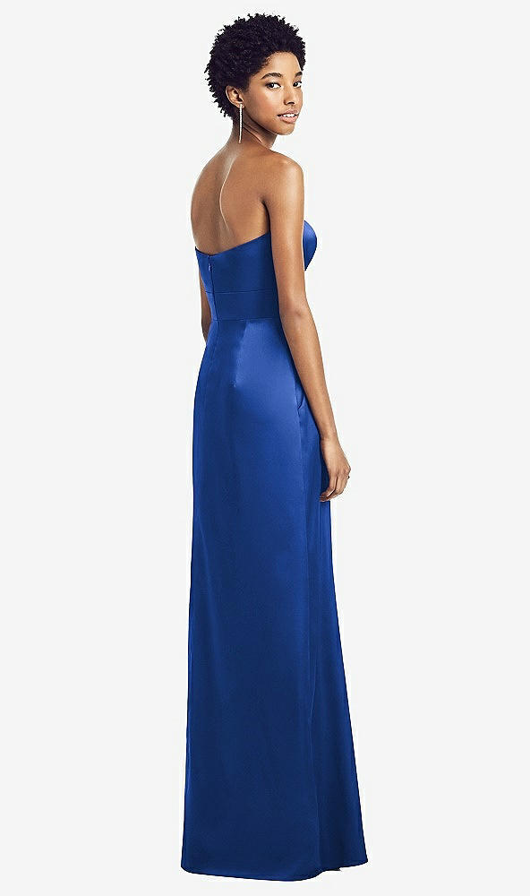 Back View - Sapphire Sweetheart Strapless Pleated Skirt Dress with Pockets