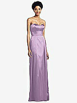 Front View Thumbnail - Wood Violet Sweetheart Strapless Pleated Skirt Dress with Pockets