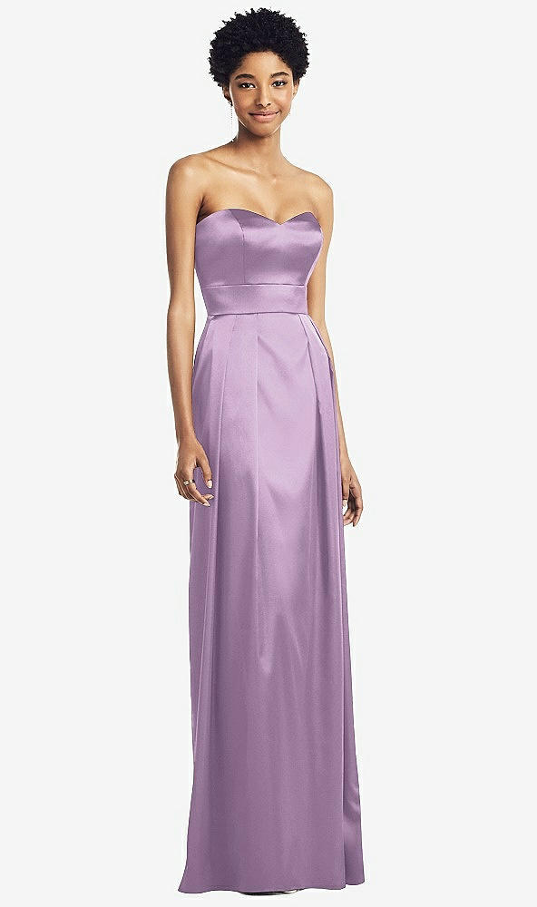 Front View - Wood Violet Sweetheart Strapless Pleated Skirt Dress with Pockets