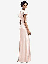 Rear View Thumbnail - Blush Flutter Sleeve Draped Wrap Stretch Maxi Dress