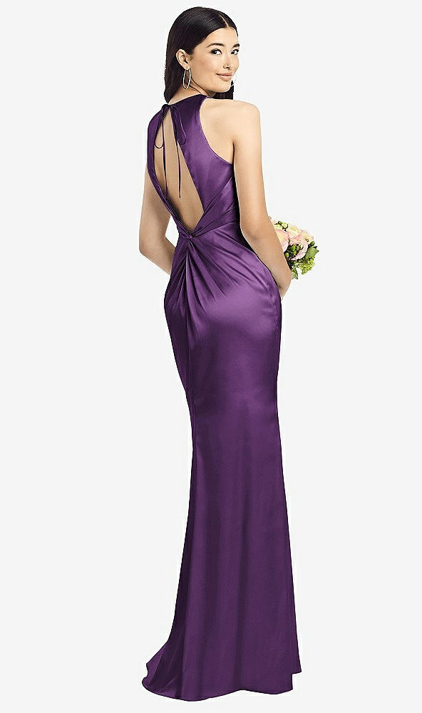 Front View - African Violet Sleeveless Open Twist-Back Maxi Dress