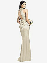 Front View Thumbnail - Champagne Sleeveless Open Twist-Back Maxi Dress