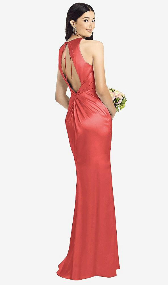 Front View - Perfect Coral Sleeveless Open Twist-Back Maxi Dress