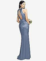 Front View Thumbnail - Larkspur Blue Sleeveless Open Twist-Back Maxi Dress