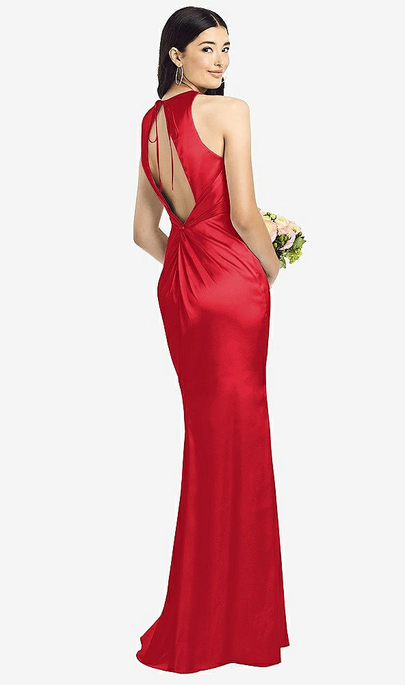 Front View - Parisian Red Sleeveless Open Twist-Back Maxi Dress