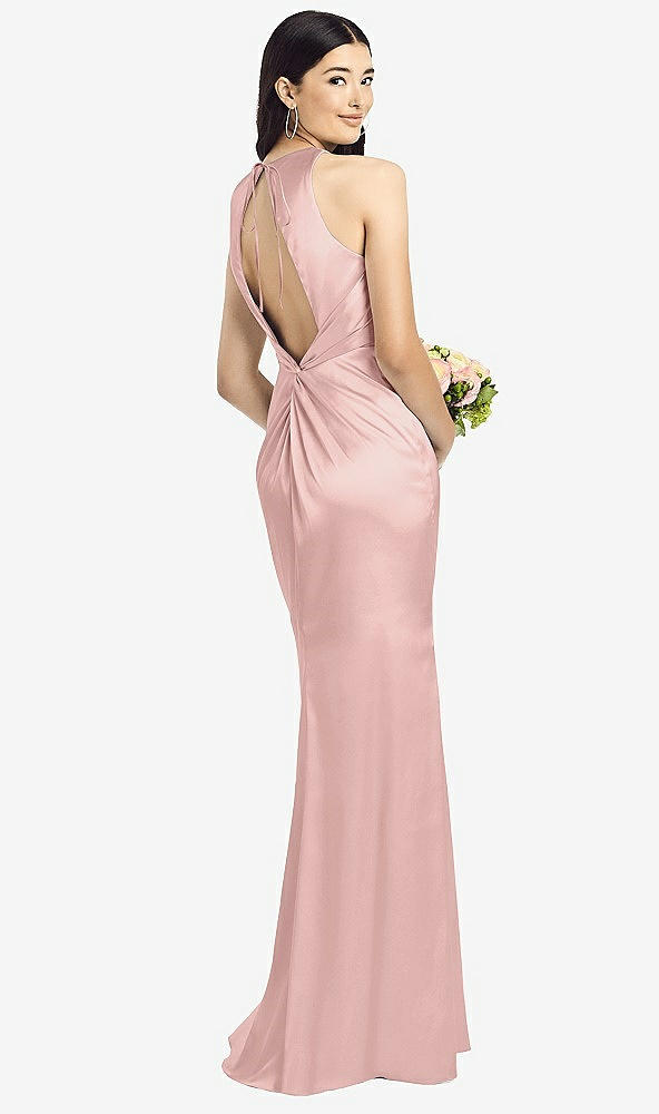 Front View - Rose - PANTONE Rose Quartz Sleeveless Open Twist-Back Maxi Dress