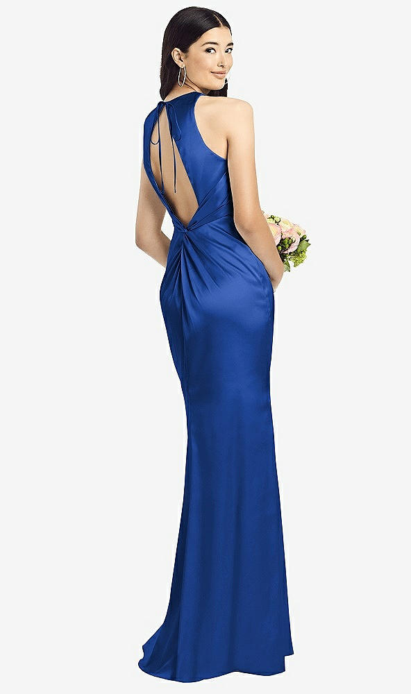 Front View - Sapphire Sleeveless Open Twist-Back Maxi Dress