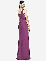 Rear View Thumbnail - Radiant Orchid Sleeveless Ruffled Wrap Chiffon Gown