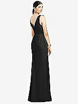 Rear View Thumbnail - Black Sleeveless Ruffled Wrap Chiffon Gown