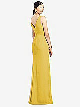 Rear View Thumbnail - Marigold Sleeveless Ruffled Wrap Chiffon Gown